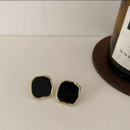 French Square Earrings Elegant Metallic Personalized Irregular Square Earrings