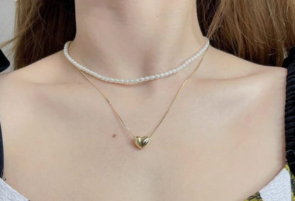 Elegant Double Layer Heart Pearl Pendent